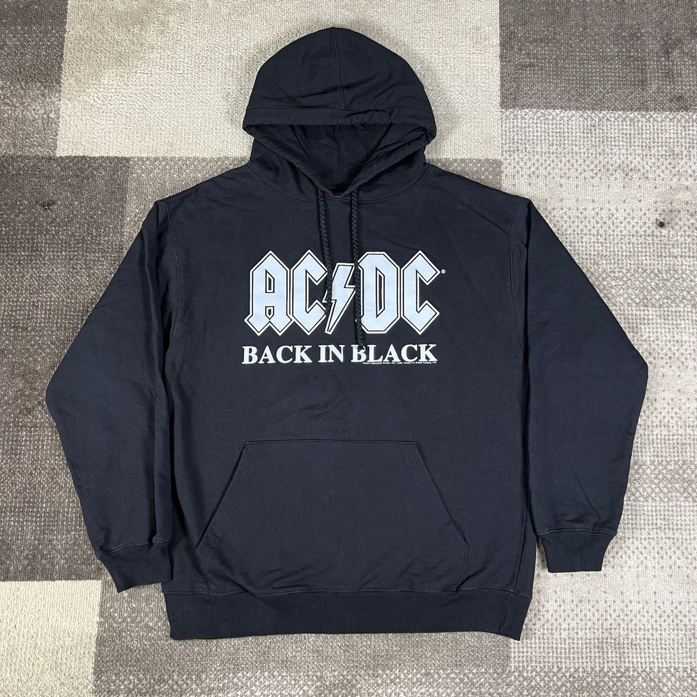 AC DC "BACK IN BLACK" ‎ Men Medium Black Hoodie 2006 Licensed Pullover